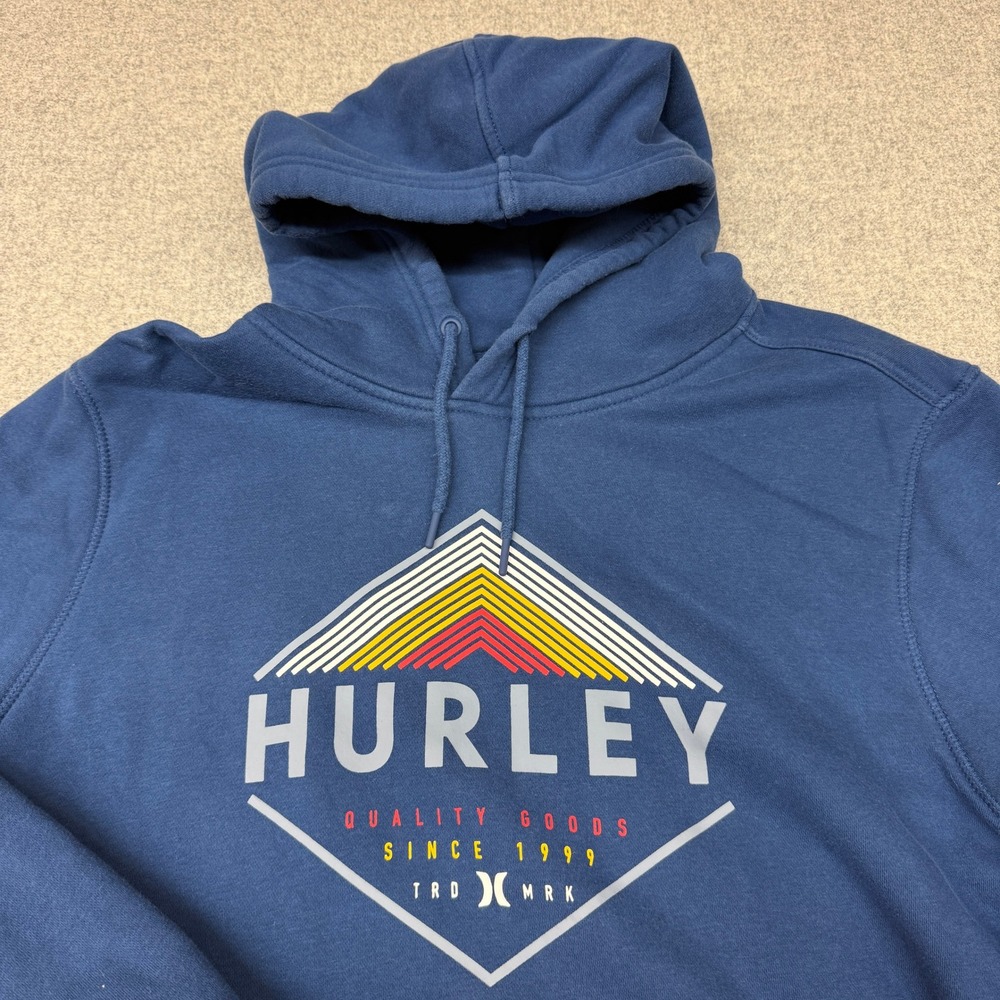 Hurley | Graphic Pullover Hoodie | XL | Navy Blue | Logo Drawstring Sweatshirt - Picture 2 of 7